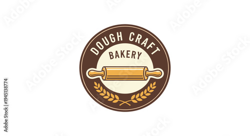 Dough Craft Bakery logo emblem sign.