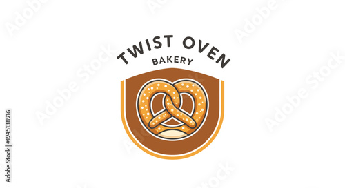 Golden Pretzel Logo Twist Oven Bakery.