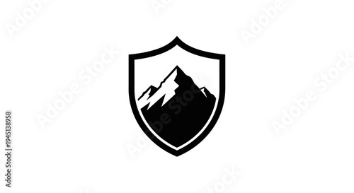 Mountain Shield Logo Icon for Outdoor Protection and Security