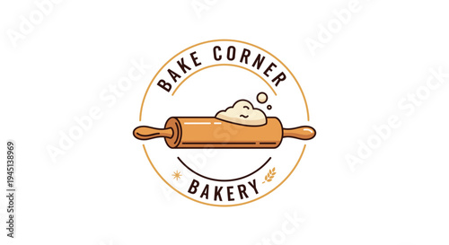 Bakery logo with rolling pin symbol.