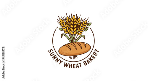 Bakery logo with wheat and bread.
