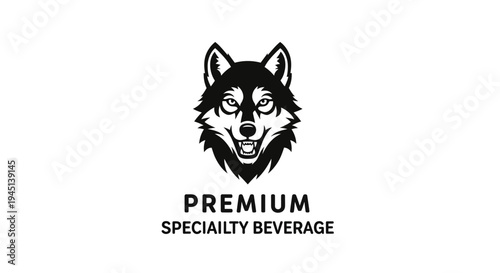 Premium Specialty Beverage Wolf Head Logo Design - Strong Animal Mascot Illustration