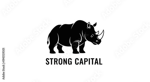 Strong Capital Rhinoceros Logo Silhouette for Business and Finance