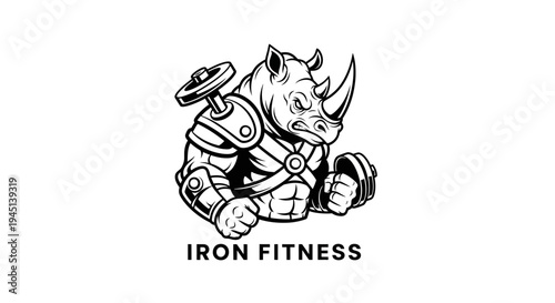 Strong Rhino Weightlifting Mascot Logo for Gym and Fitness Brand