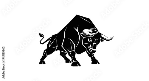Stylized Black Bull Vector Illustration: Powerful and Aggressive Animal Design