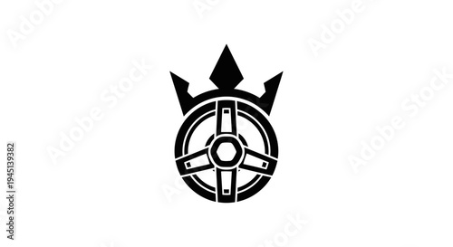 Viking Shield with Crown Logo - Medieval Emblem of Power and Protection