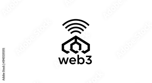 Web3 Technology Logo: Decentralized Internet and Connectivity Concept Icon
