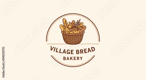 Village bread bakery logo design.