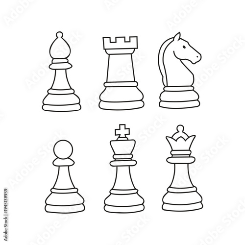 illustration of classic chess pieces icon.