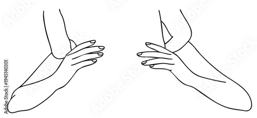 Hands on Waist Intimate Gesture, Man Hands Holding Woman Waist in Close Passionate Embrace, Minimalist Black Line Contour Couple