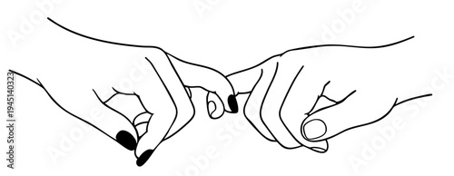 Pinky Promise Gesture, Man and Woman Interlocking Little Fingers as Oath of Love Friendship and Loyalty