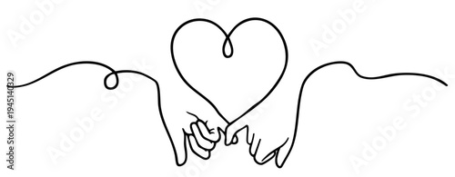 Thread Connection Gesture, Continuous Line of Interlocked Pinky Fingers and Heart Symbol
