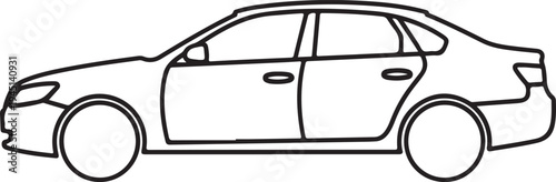 Vector car icon, black outline illustration