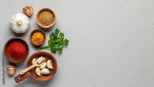 Wallpaper Mural Herbs and Spices on Gray Background. Torontodigital.ca