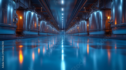 Create a brushed steel depiction of a boiler room