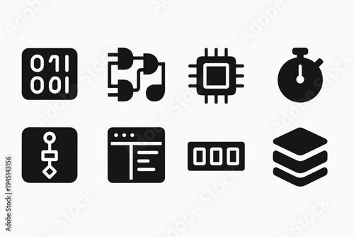 Digital Dashboard Icons. Digital System Dashboards. Filled icon set of Digital System Dashboards: binary panel