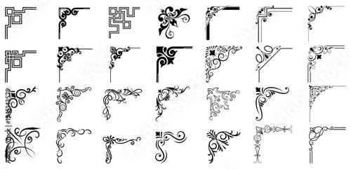 Vintage decorative corner ornaments. Vintage corner set. vector frame corners