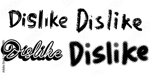 Set words dislike vector for social media feedback. Ideal for symbolizing negative reactions, strong rejection, and bold pop art text typography.