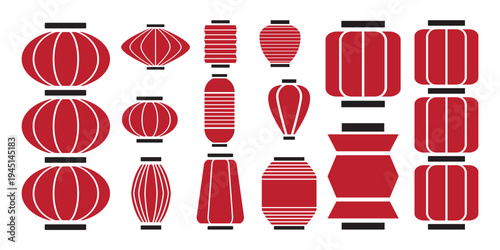 Set chinese lantern vector for festive cultural events. Ideal for symbolizing traditional asian celebrations, glowing oriental lights, and new year.
