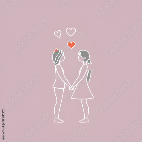 Linear minimalistic icon of lovers