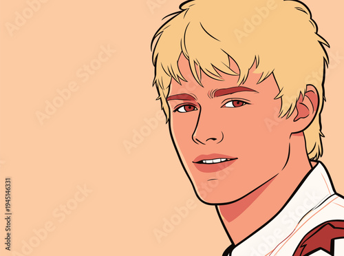 A young man with blond hair is smiling at the viewer. He has a friendly expression against a plain background.