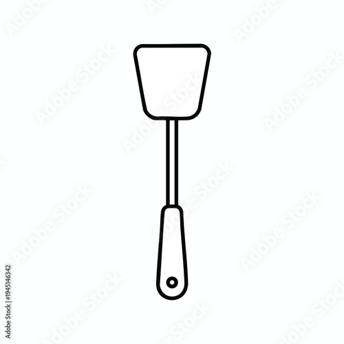 Simple outline drawing of a kitchen spatula with a solid handle and hanging hole