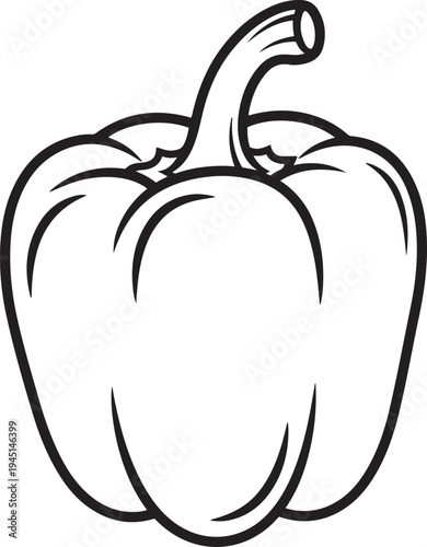 Black and white outline of a bell pepper food vegetable