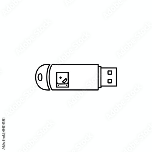 Stylized outline of a portable data storage device with an internal view