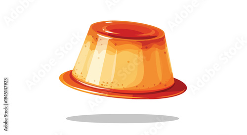 Delicious Caramel Flan Custard Dessert Isolated on White