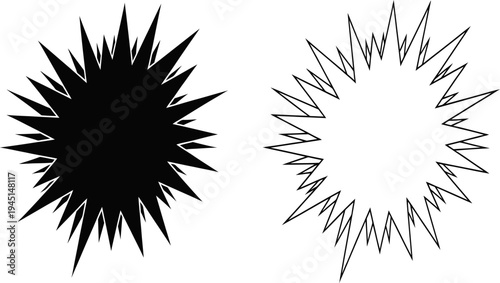 Black and white explosion burst graphic elements