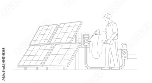 Man installing solar panel system.