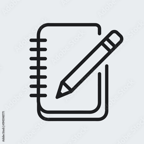 A pencil and a notepad with a spiral binding, ready for taking notes. isolated on white background, Vector, illustration