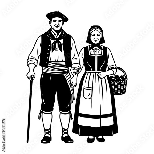 Vector illustration of a young couple standing together