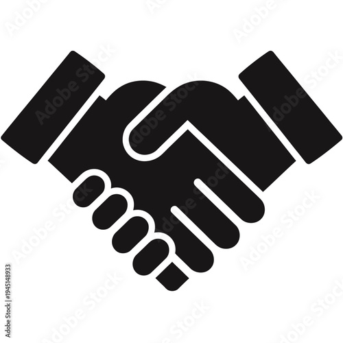 Two hands shaking each other in a firm handshake gesture as a symbol of agreement isolated on white background, Vector, illustration
