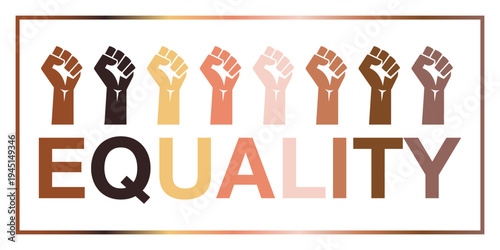 Human skins colored equality writing svg cut file. Isolated vector illustration.