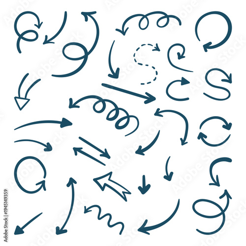 Artistic hand drawn arrow icons svg cut file. Isolated vector illustration.