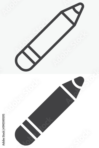 Pencil writing tool icon different style icon set. Line outline and solid icon version. Editable stroke vector sign symbol for drawing, writing and sketch.