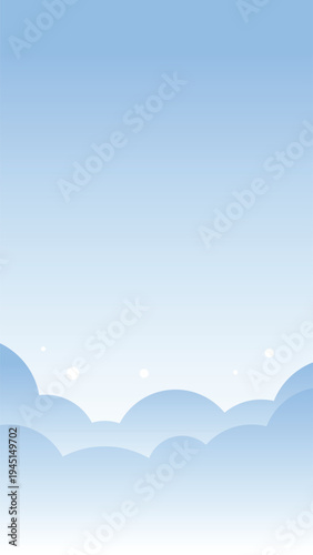 Illustration of cloud with blue sky vertical background. 