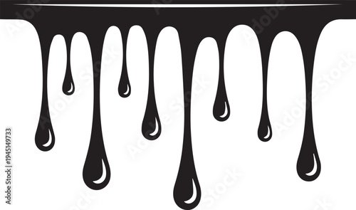 Black dripping paint texture with thick fluid drops hanging down