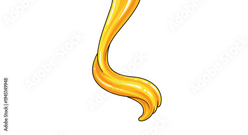 Cartoon Golden Hair Strand Illustration Isolated on White