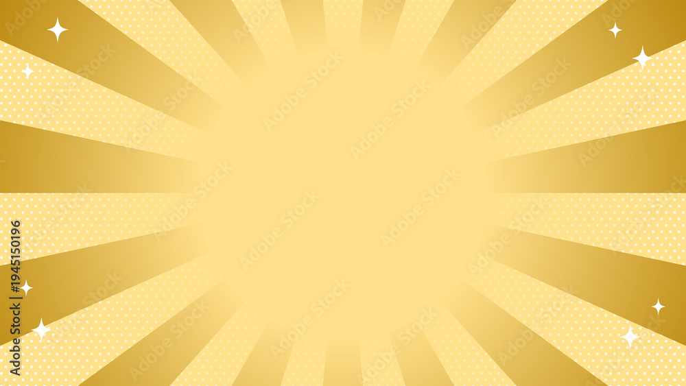 Fototapeta premium セール 背景 ゴールド 金色 放射状 集中線 ドット柄 バナー チラシ POP 販促用 Sunburst Sale Background Vector