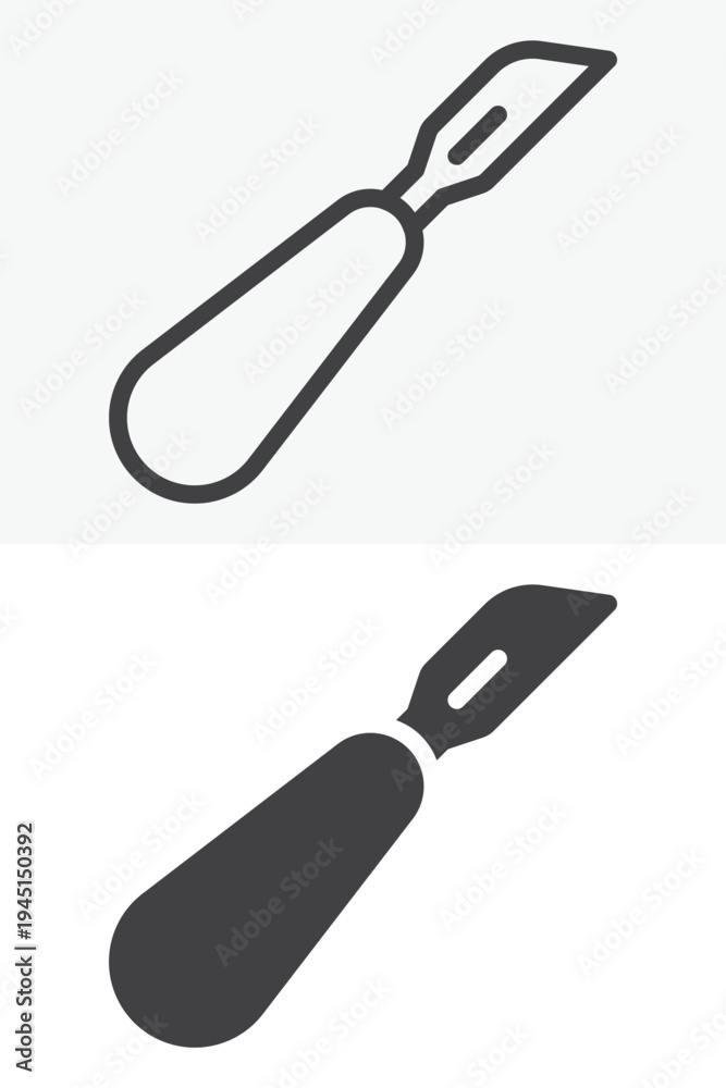 Obraz premium Slice cutting design tool icon different style icon set. Line outline and solid icon version. Editable stroke vector sign symbol for slicing layout elements.