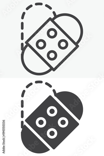 Patch repair selection icon different style icon set. Line outline and solid icon version. Editable stroke vector sign symbol for retouch and patch editing.