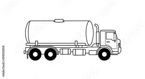 Large tanker truck on wheels rolling.