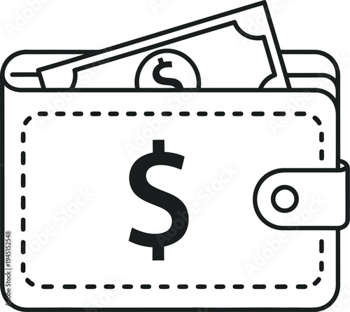 Cash wallet with dollar sign symbol