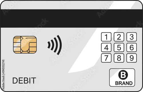 Debit card with numeric keypad and chip