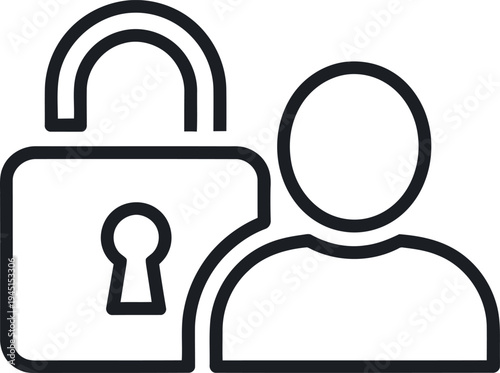 Privacy protection symbol showing a padlock next to a user profile