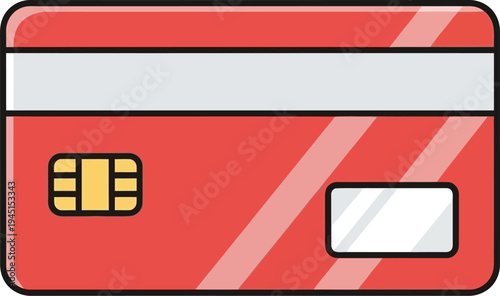 Red bank card with electronic chip