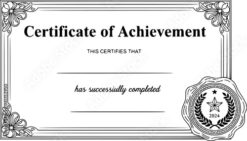 formal achievement certificate with a decorative seal