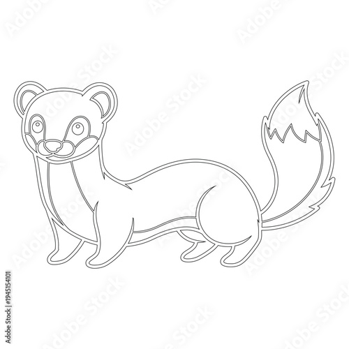 Minimal line ferret standing on white background line minimal cartoon simple animal